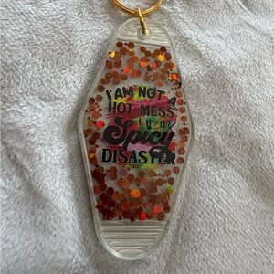 Handmade motel style keychain resin sealed glow in the dark